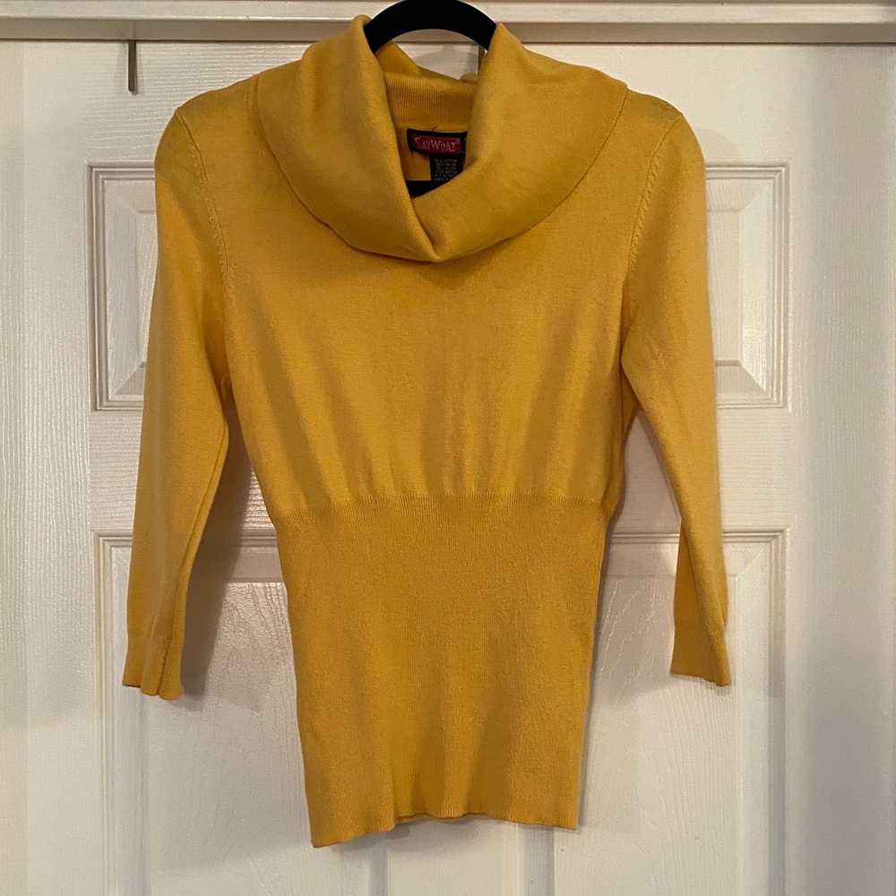 Say What? Yellow Cowl Neck Sweater